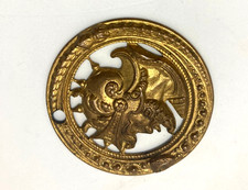 superbe médaillon ancien objet décoration bijoux art nouveau guerrier