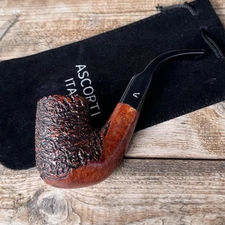 Ascorti Italia Carved Sei Oom Paul Briar Tobacco Pipe Italy Acrylic Stem - New