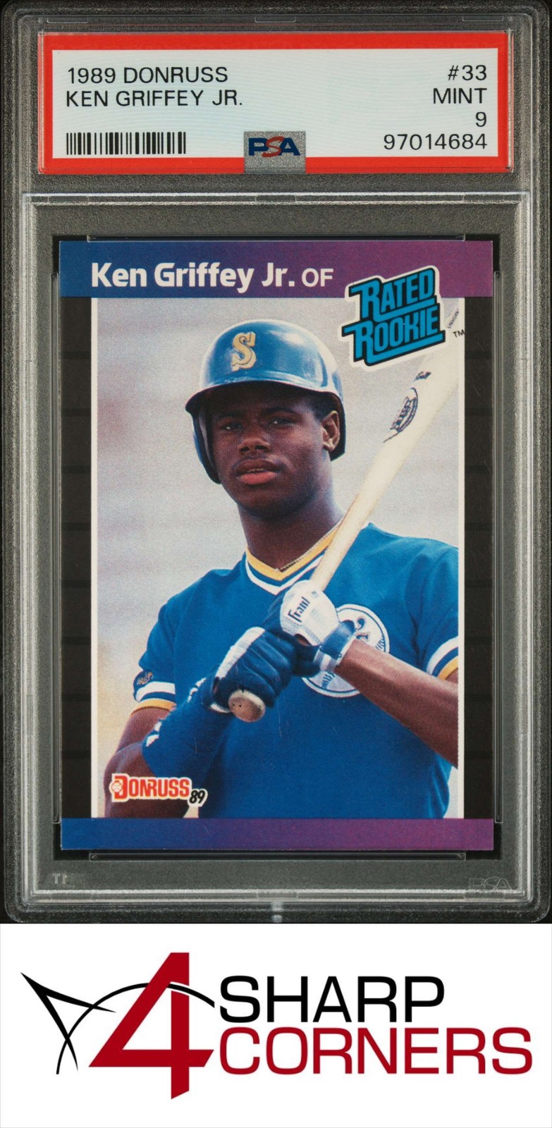 1989 DONRUSS #33 KEN GRIFFEY JR. RC RATED ROOKIE HOF PSA 9