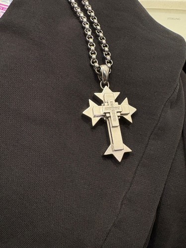 Russel Simmons Stainless Steel And Diamond Cross Men’s Necklace