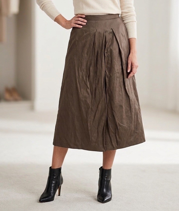 Lafayette 148 NY Taffeta Skirt size 8 Pleated Front Elegance Fashion style