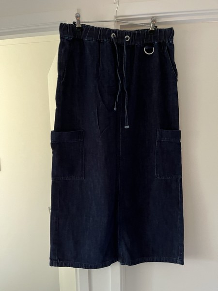 DECUBA Dark blue D Luxe BOHO denim Cargo Maxi skirt 14