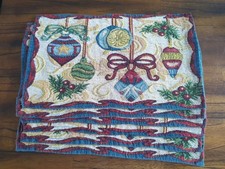 Vtg (6) Tapestry Christmas Placemats 19Wide X...
