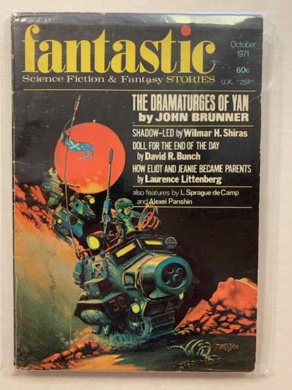 Fantastic, October 1971, science fi pulp digest, John Brunner, deCamp, Bode art
