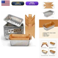 Nlymobear 50 Pack Disposable Loaf Pans 100-Piece Parchment Paper Sheets, 2 Lb