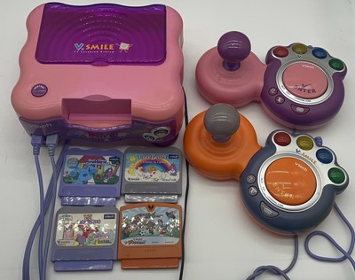 Vtech V.SMILE TV Learning System Pink Purple Console 4 Video Games 2 Controllers