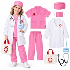 Doctor Costume For Kids 3-10, Pretend Play Career Dress Up With Bag