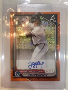 2024 Bowman Chrome Jose Perdomo 1st Rookie Orange Shimmer Auto 02/25 Looks GEM