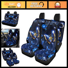 Floral Moon Pattern Blue Butterfly Seat Covers For Cars Suvs Sedans - Front 