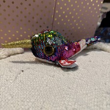 CALYPSO - NARWHAL - Ty FLIPPABLES Sequin Beanie 6" Boos with MINT TAGS