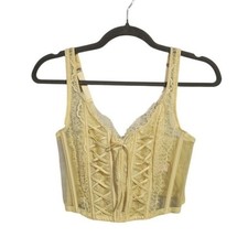 VICTORIA'S SECRET DREAM ANGELS Lace Corset Bustier Top Yellow Y2K Size M-DD