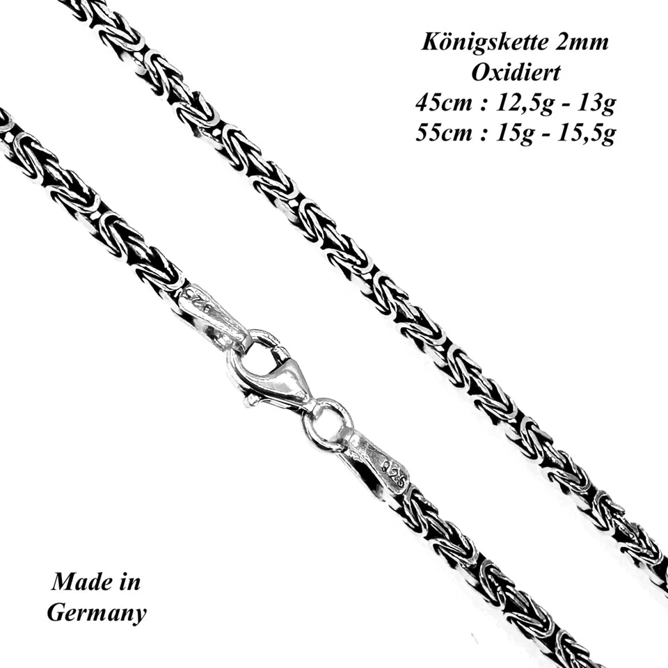 925 Sterling Silber Königskette 2mm  in ver. Längen Massiv Made in Germany  091 - Bild 4 von 4