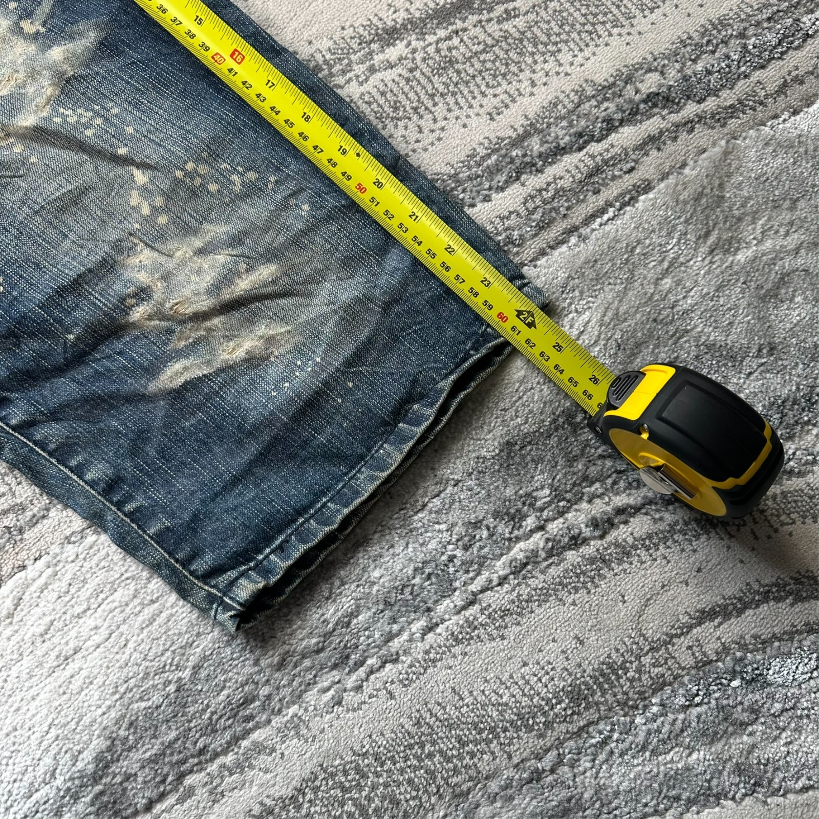 Vintage Onirrai 2000's Y2K Dark Blue Distressed Paint Splatter Sz L Denim Jorts image 6