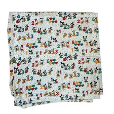 Disney Mickey Mouse Curtain Panel Nursery Fabric Hearts Numbers Vintage 1984