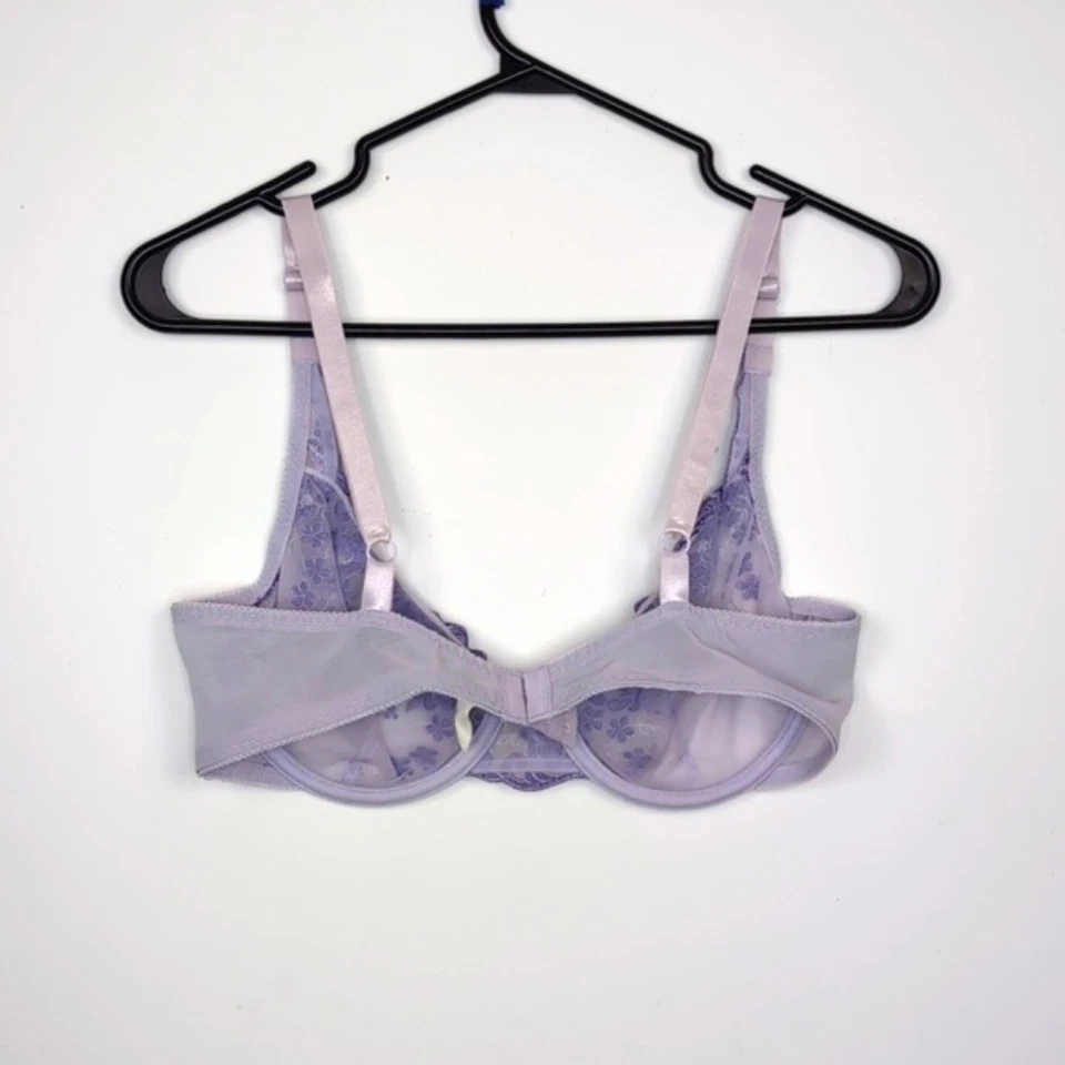 Sujetador Gilligan And O'Malley 38C púrpura malla transparente bordado floral sin relleno Foto 2 de 4