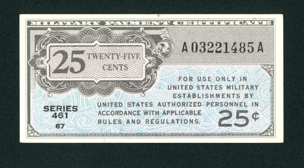 3194.　アメリカ　アメリカ軍第25師団　5セント　トークン　？ 25c Denomination US Military Payment Certificates for sale | eBay