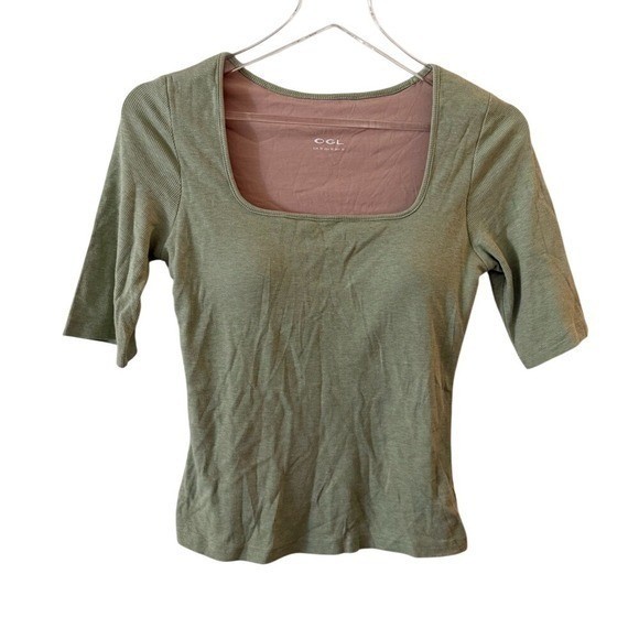 OGL Essential Stretch Cotton Square Neck Elbow Length Sleeve Brami Green M NWT thumbnail 7