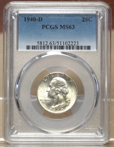 1940-D WASHINGTON QUARTER PCGS MS63 102223