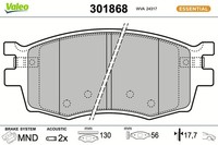Valeo Bremsbelagsatz, Scheibenbremse 301868 FüR Hyundai KIA