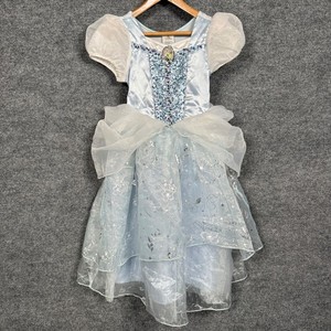 Disney Store Girls 5/6 Princess Cinderella Costume Gown White Beaded Glitters