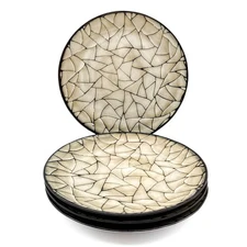 Gibson Elite Zambezi 11" Dinner Plates Set of 4 Crackle Mosaic, Stoneware