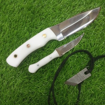 Handmade Mini Knife Wrist Leather Sheath Steel Blade Skinner Kiridashi Pendant