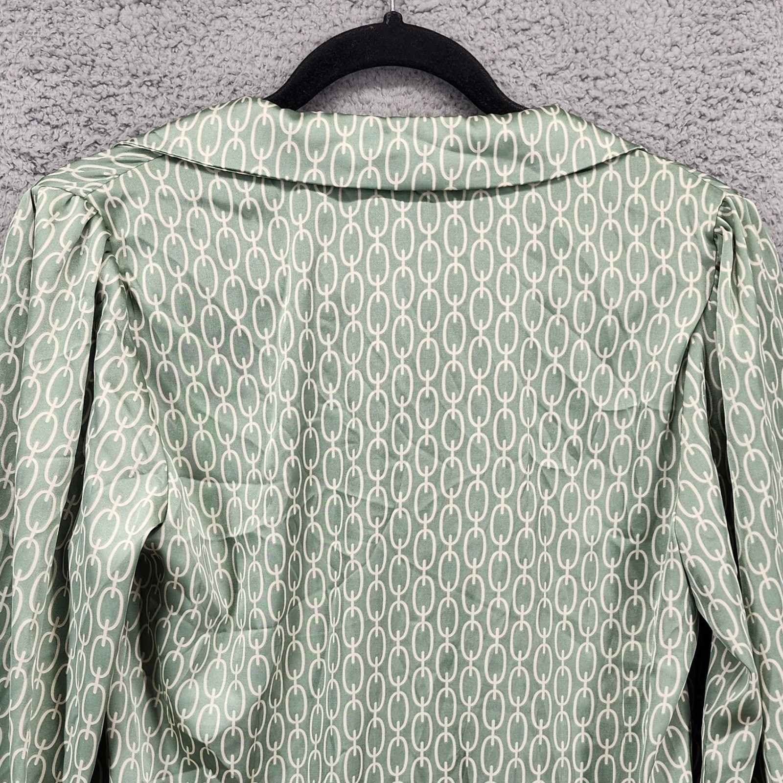ECLAIR Green Geometric Chain Print Button Down Lo… - image 9