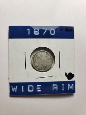 1870 Wide Rim Canada 5 Cents - 92.5% Silver - Foreign Coin - KM# 2