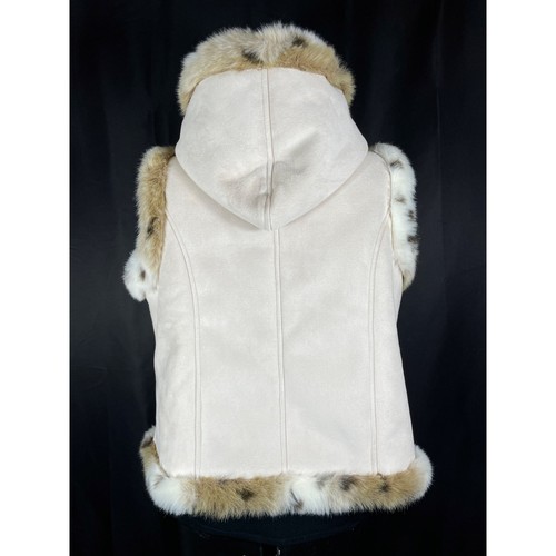 Gilet con cappuccio in pelliccia sintetica scamosciata stampa animalier, Regent Park, XL - Foto 4 di 8