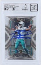 Tua Tagovailoa Miami Dolphins Signed 2020 Panini Select 245 BAS 9/10 Rookie Card. rookie card picture