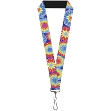 Buckle-Down Lanyard-1.0"-70's Tie Dye 22" x 1" Multicolor