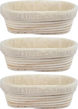 3Pcs Banneton Bread Proofing Basket, 10 Inch Oval Banneton Basket,Sourdough Proo