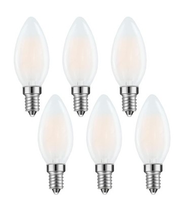 Share E14 LED Bulb European Base 4W Chandelier Light Bulbs Warm White 6-pack