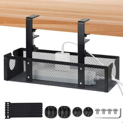 Unter Schreibtisch Kabelwanne 34cm ohne Bohren Metall Draht Organizer Klemme Halterung Halter