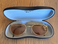Vintage Ray Ban Sunglasses Bausch  Lomb Aviator Deco Gold Tone USA