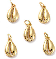 20Pcs 18K Real Gold Plated Sea Shell Charms Mini Sea Theme Ocean Life Charms for