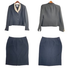 Le Suit Black Career Skirt Suit Set Womens Size 10 Shoulder Pads Office Business