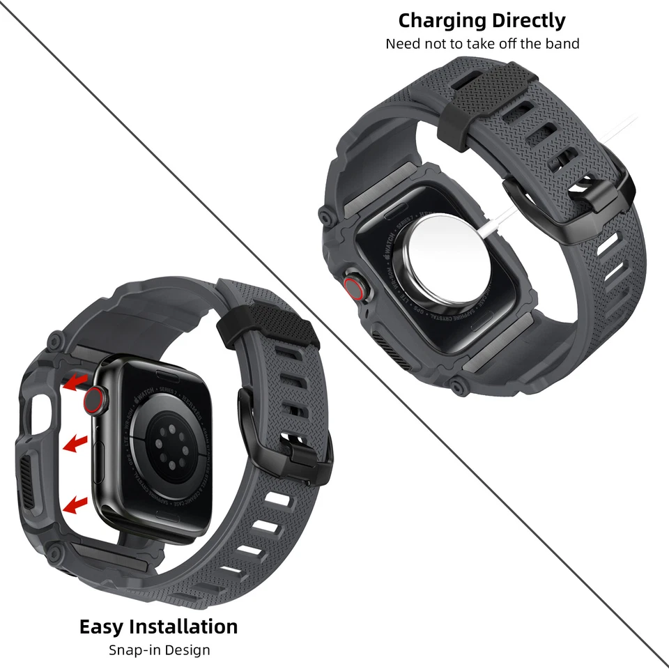 Correa militar iWatch + estuche resistente para Apple Watch 9 8 7 6 5 4 SE 42/44/45 mm Foto 4 de 4