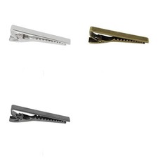 Luxury Mens Stainless Steel Tie Clip Plain Clasp Skinny Tie Bars Pins Chrome UK