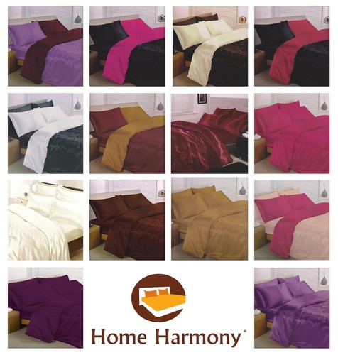 6 piece Satin Complete Bedding Set Silky Duvet Cover Fitted Sheet 4 Pillowcases - 第 1/15 張圖片