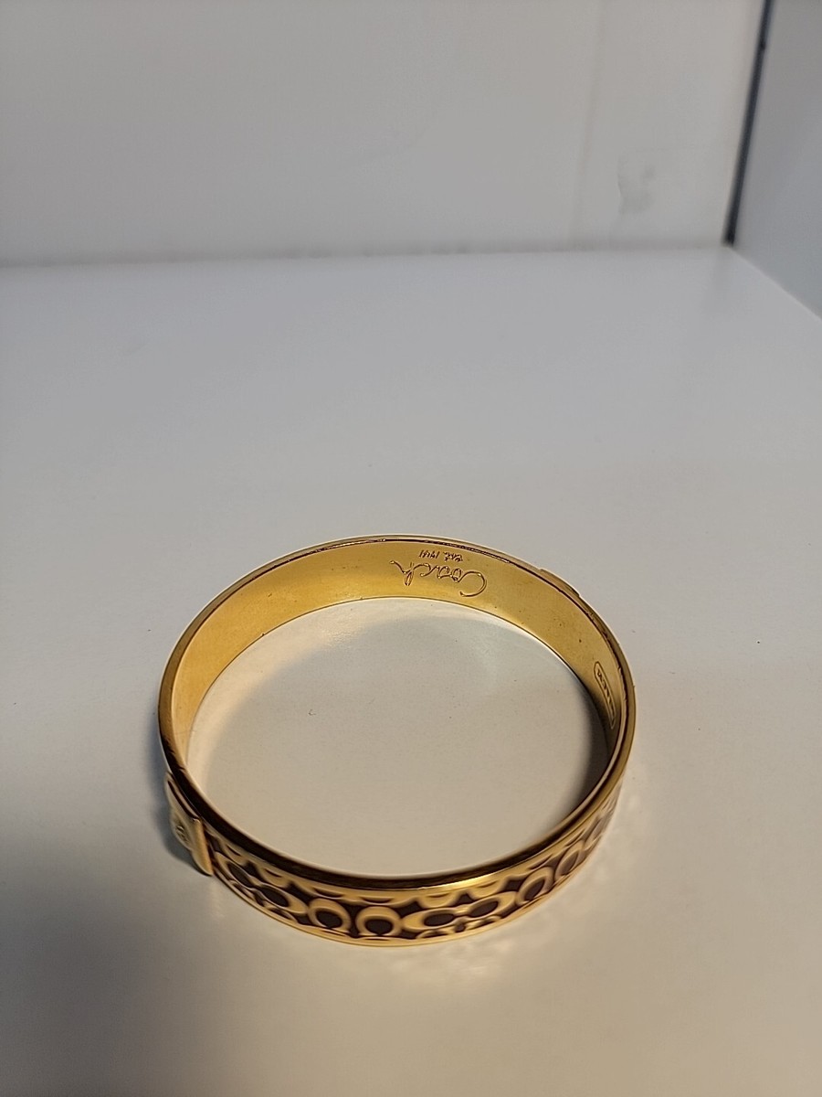 Coach Brown & Golden Signature Bangle Bracelet. 2 3/4