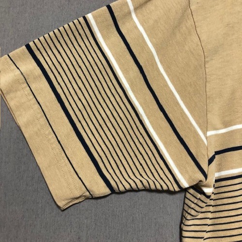 TownCraft Polo Mens L Striped Tan and Black Sporty Preppy Retro - Picture 4 of 12