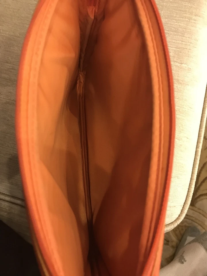 Tory Burch Tablet Ipad Case Sleeve Orange Gray Stripe Logo - Image 4 of 4