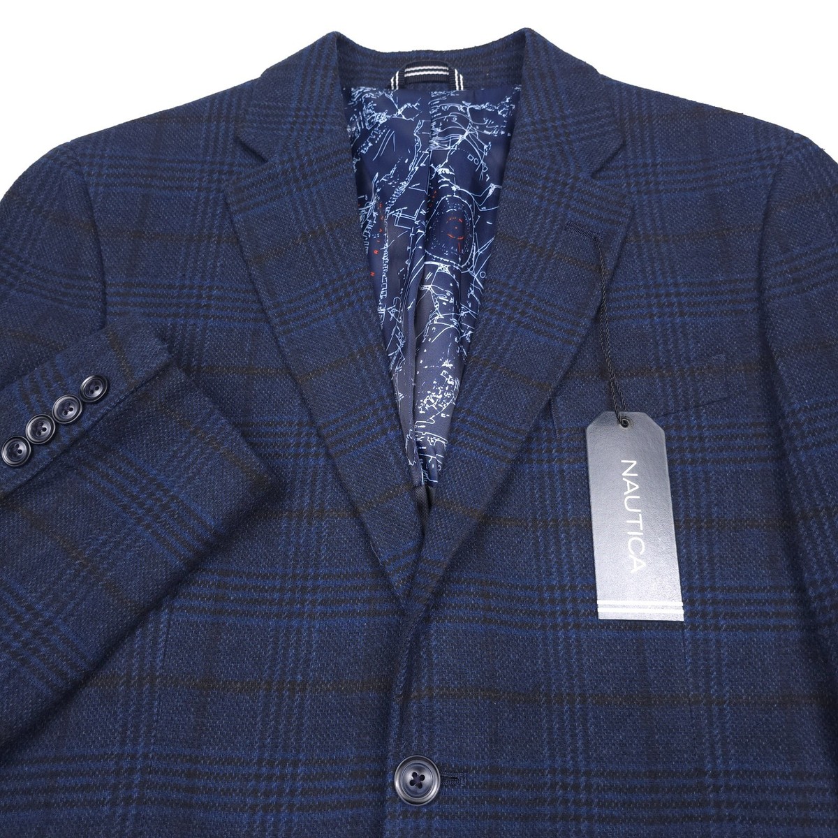 Nautica 36R Sport Coat Blazer Jacket Branford Blue Plaid Mens NWT