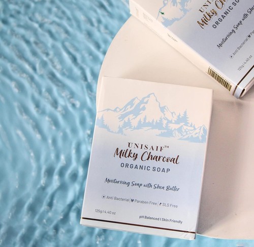 Unisaif Milky Charcoal Organic Body Soap Bar, Moisturizing Soap With Shea Butter - Picture 9 of 12