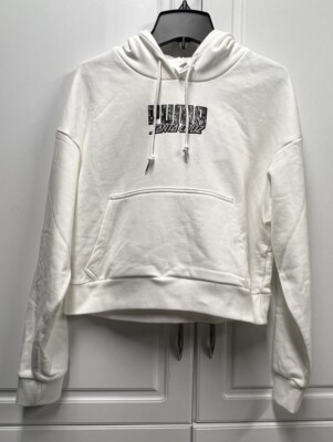 NEW - Puma x Santa Cruz Skateboard White Cropped Hoodie Sweatshirt - Women's S