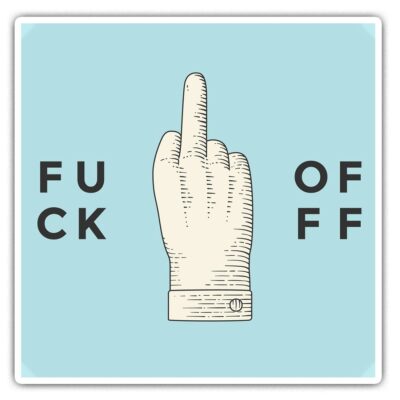 2 x Square Stickers 10 cm - Rude Hand Gesture Office Joke Cool Gift ...