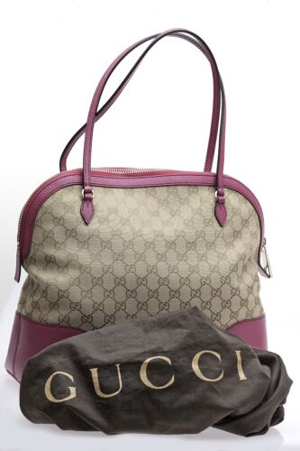 GUCCI "Bree Dome" GG Monogram, Beige Canvas with Mauve leather accents, Medium - Picture 3 of 12