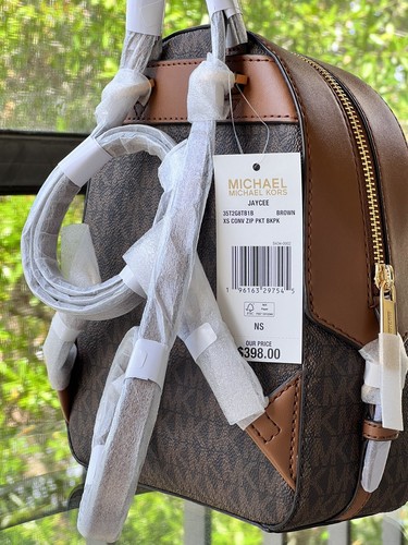 Michael Kors Women Girls Jaycee Extra Small Brown School Backpack Bag + Wallet - Picture 5 of 10