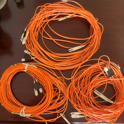 Six StarTech LC to SC Used Fiber Patch Cables, Assorted Lengths All at least 5m